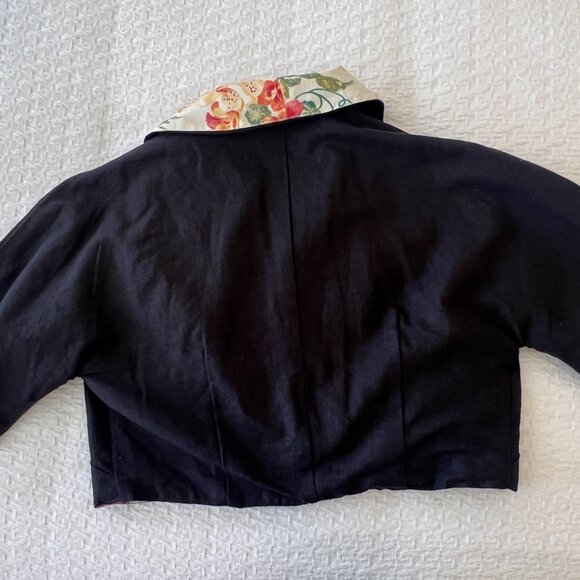 Funky & Unique Crop Jacket - Handmade - Solid & Floral - Size M/L - Picture 12 of 14